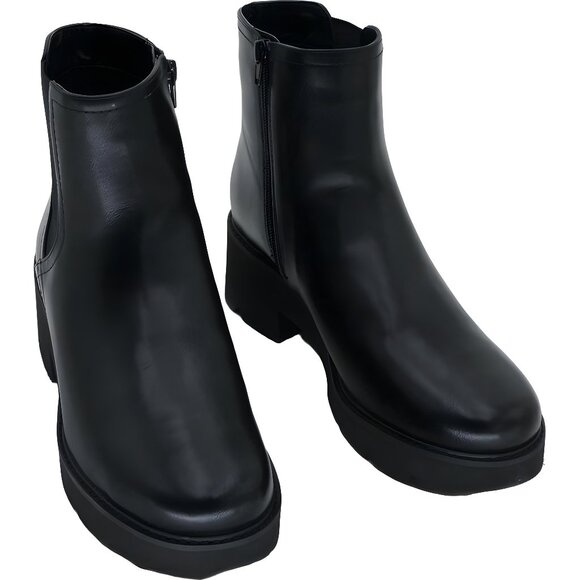 Naturalizer Cade Lug Sole Black Ankle Boots Women’s, Zip Platform US 10M - Picture 1 of 6